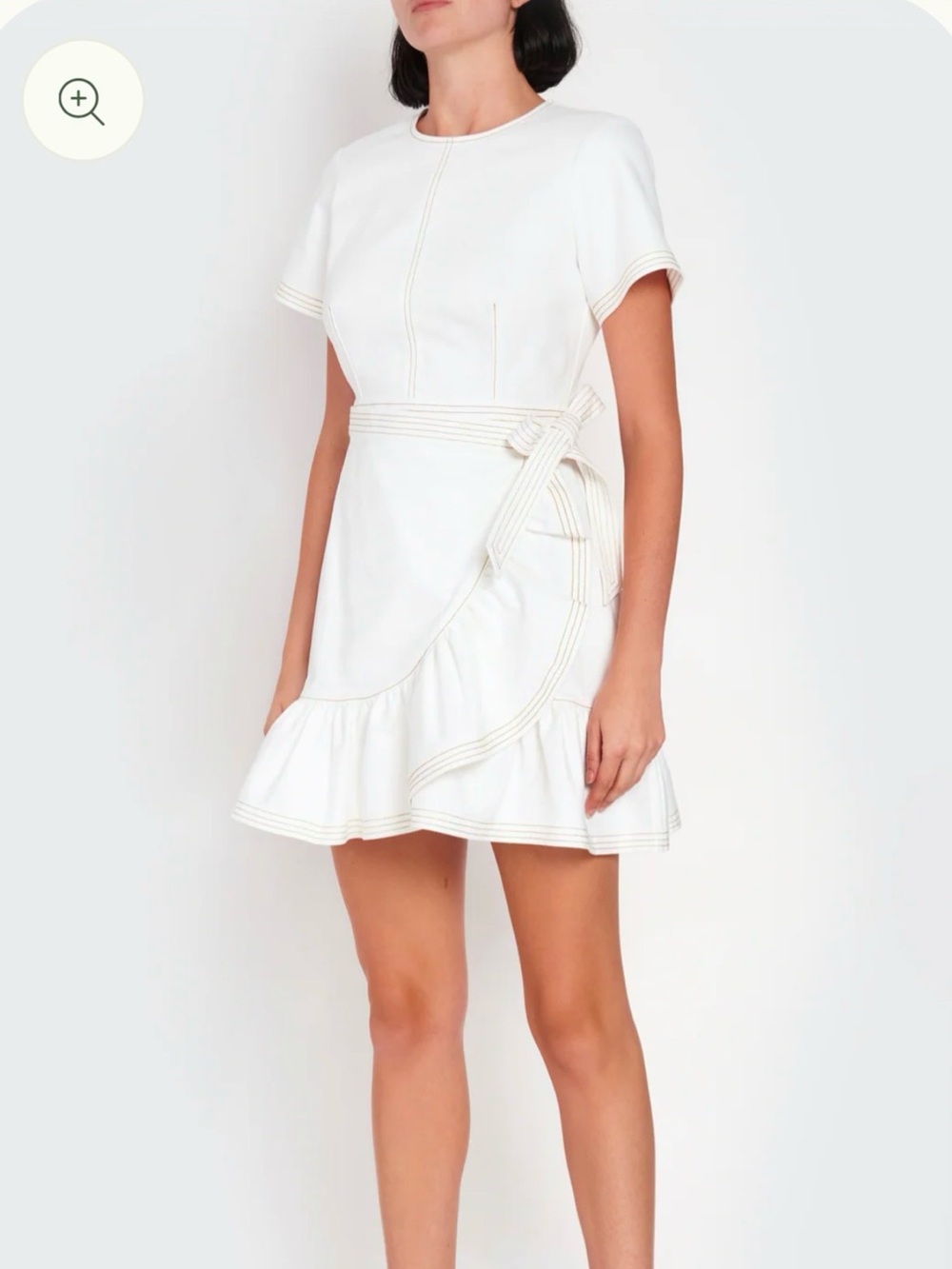 cinq a sept White Ruffle Wrap Mini Dress